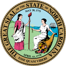 A North Carolina state seal.