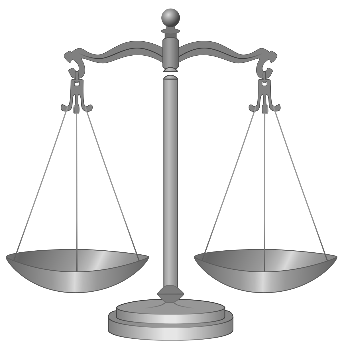 Balance scales with one side higher than the other