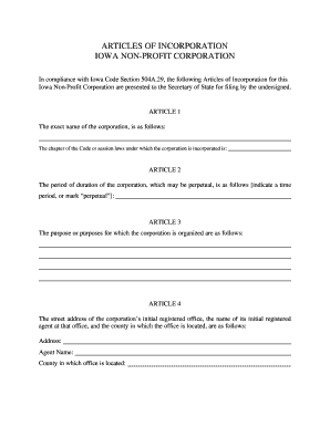 certificate of organization iowa example