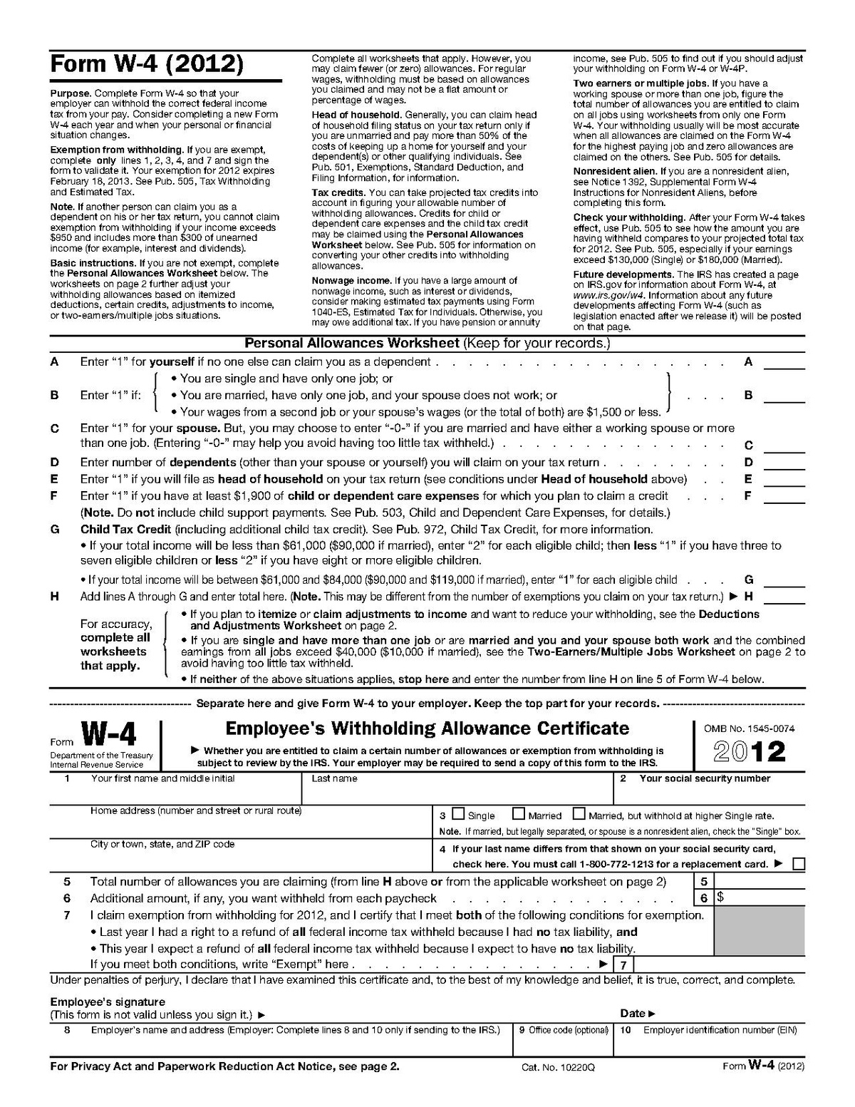 Employer tax form