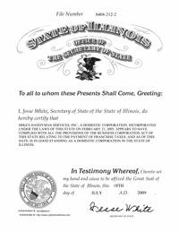 illinois certificate of formation