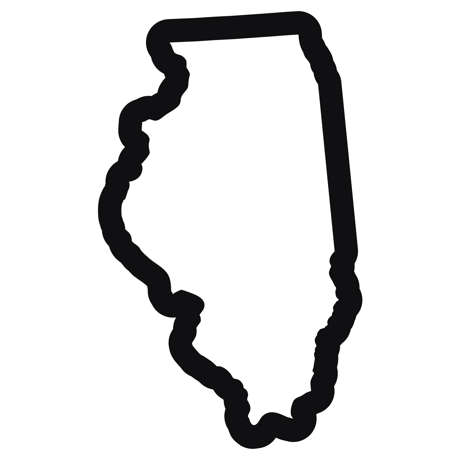 Illinois state outline map with FAQ bubbles