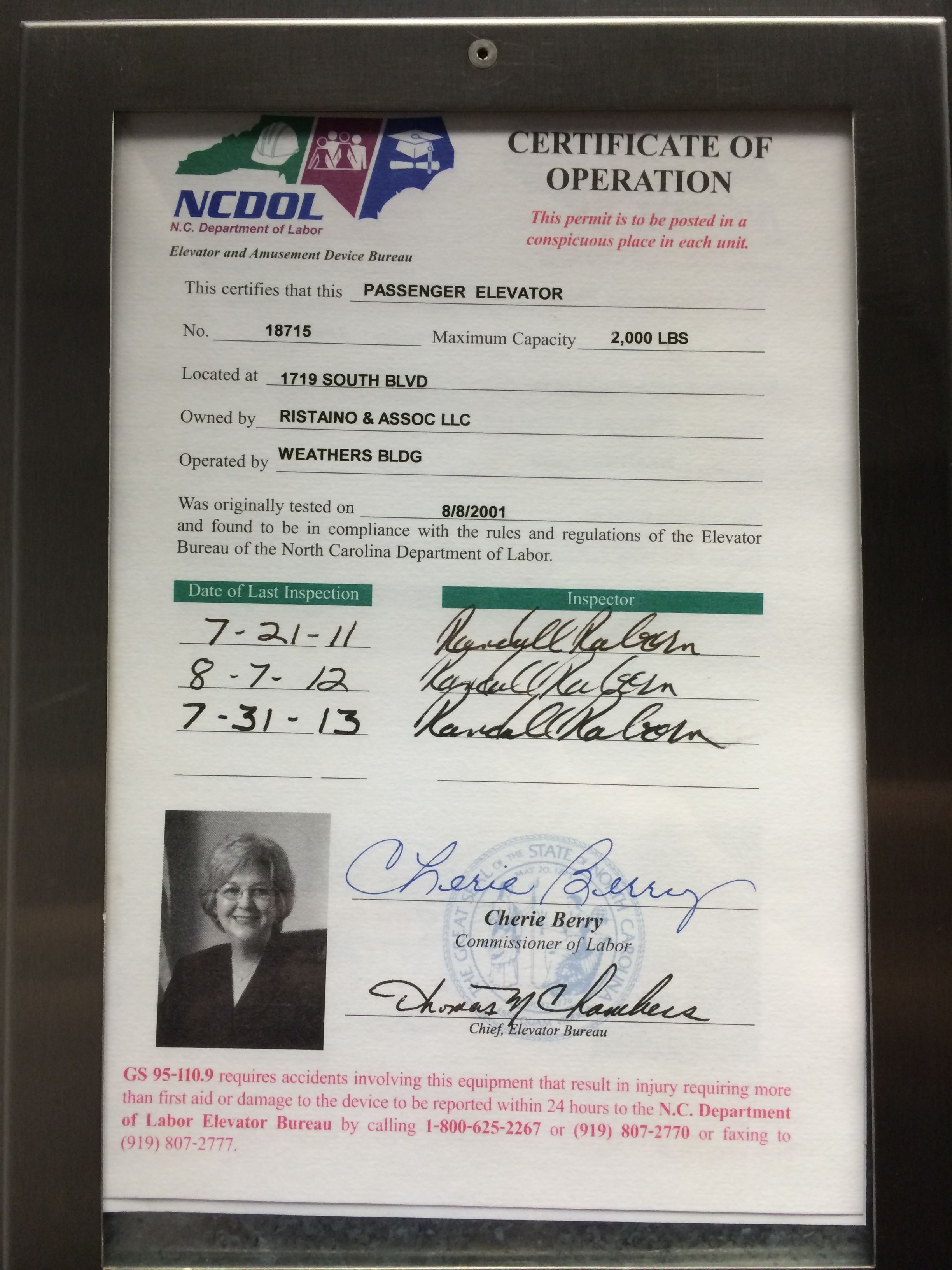 Image of a North Carolina LLC formation certificate