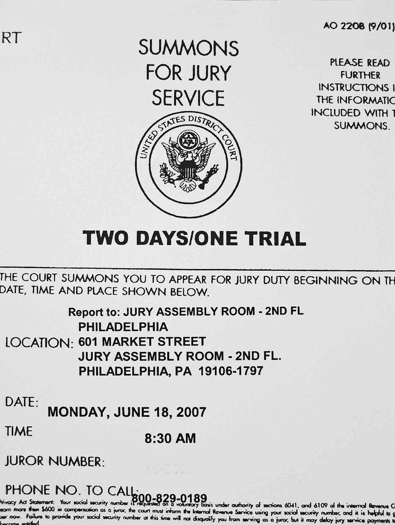 Jury Assistance Certificate