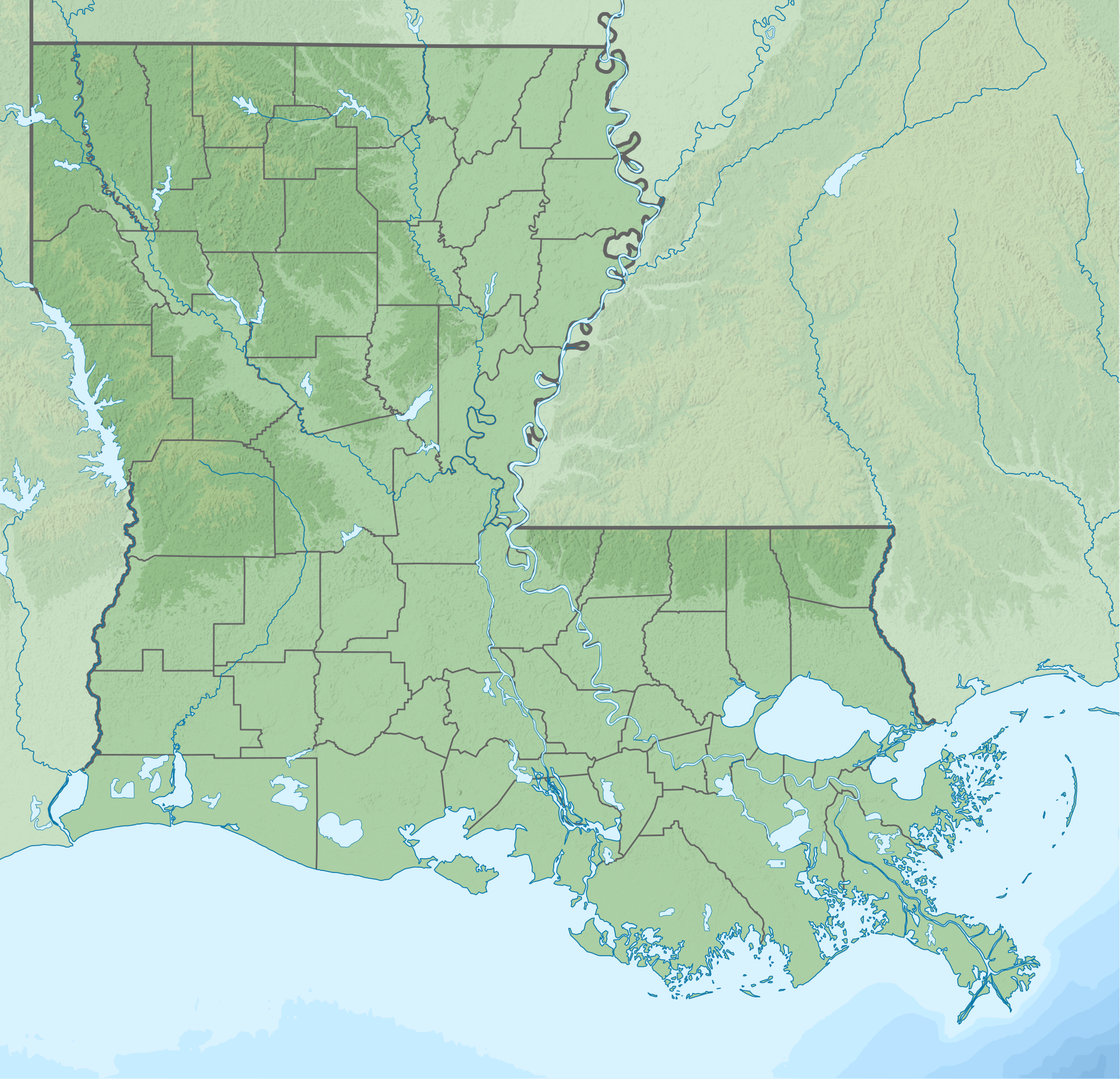 Louisiana state map with contact information markers