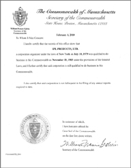 massachusetts certificate of authority