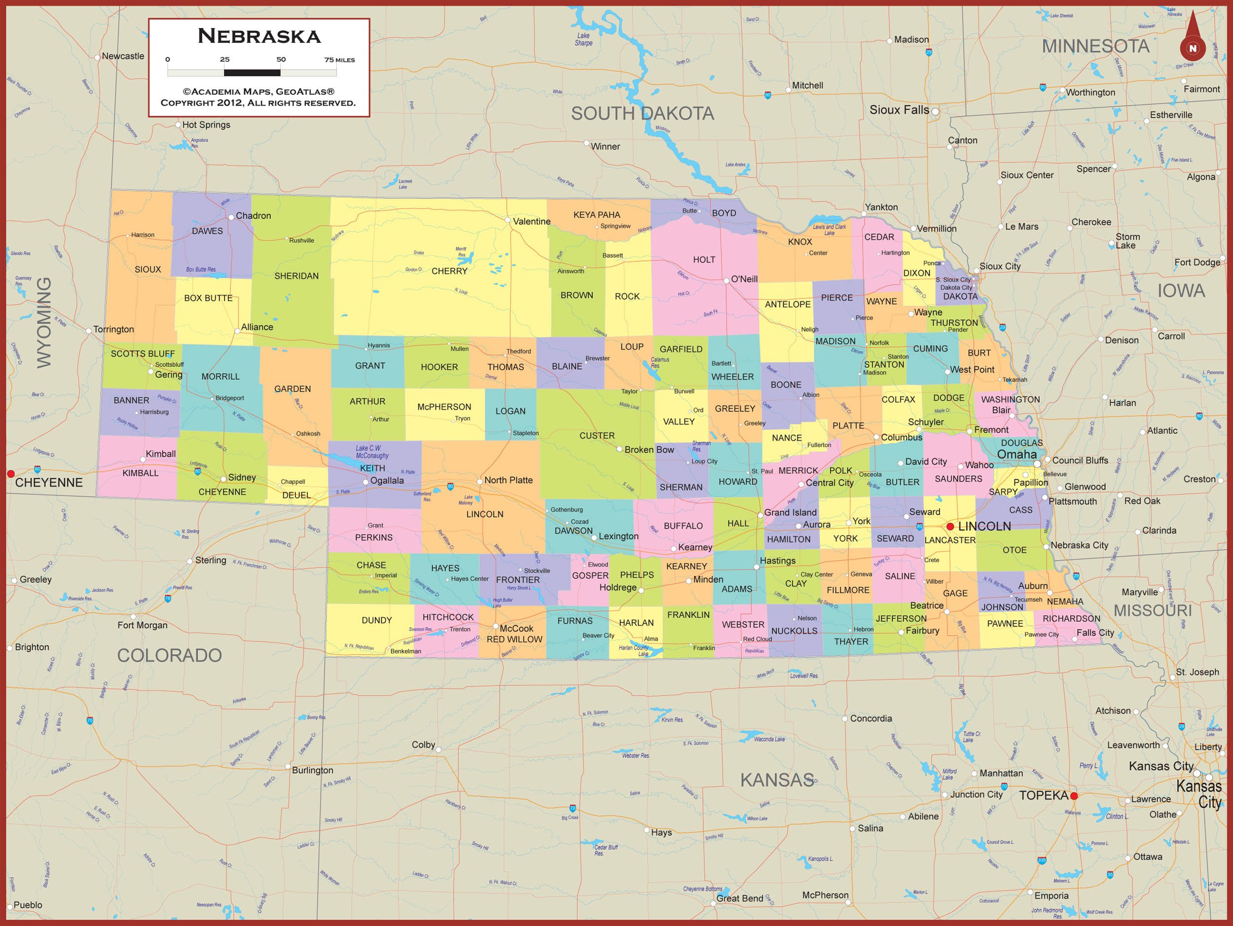 Nebraska state map