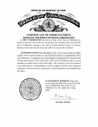 oklahoma certificate of formation