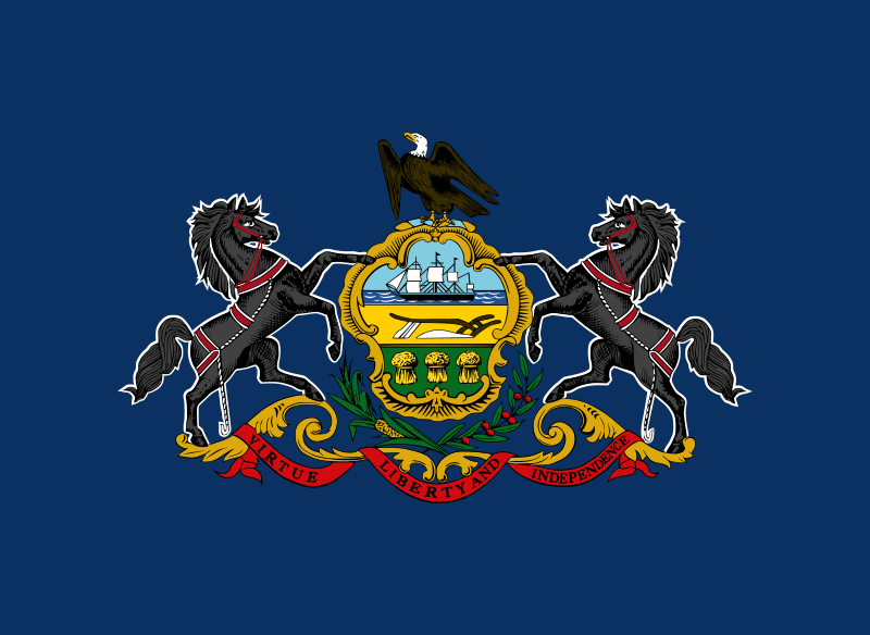 Pennsylvania state outline with a LLC symbol