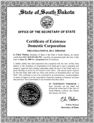 south dakota certificate of organization