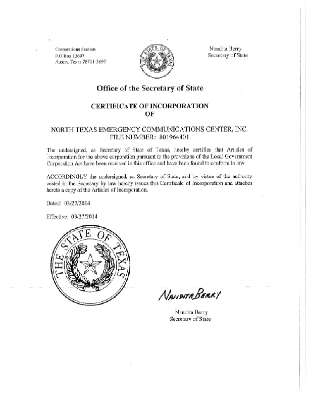 texas certificate of organization
