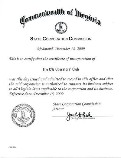 virginia certificate of organization